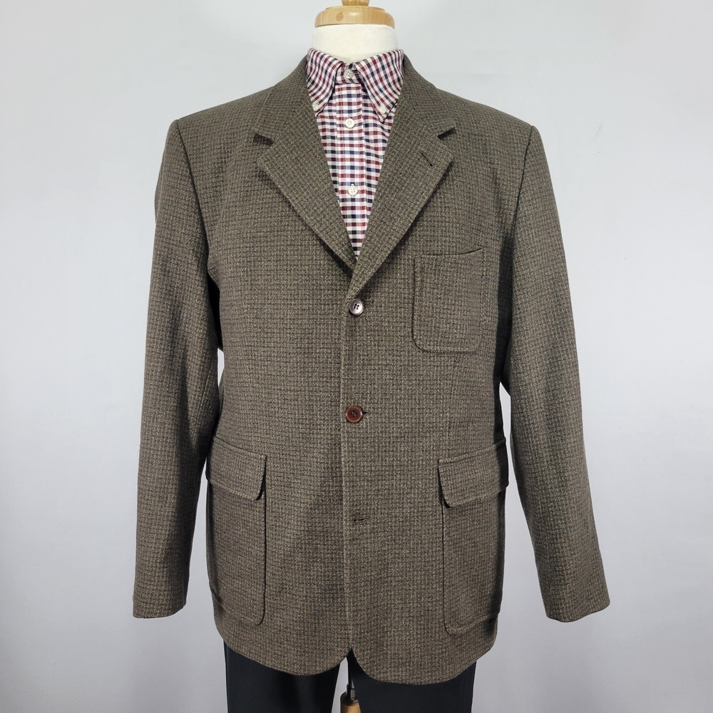 Structure Men's Sport Coat Blazer Three Button Olive Wool Blend Size 44R